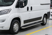 Fiat Ducato 2006-2025 рр. Бокові пороги Maydos V1 (2 шт., Алюміній ↗ нерж) фото 1