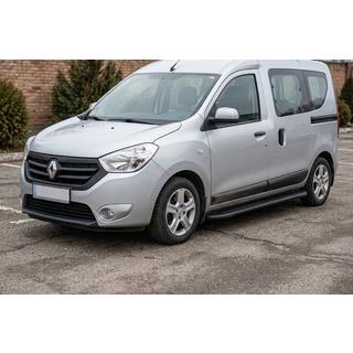 Бокові пороги Bosphorus Black (2 шт., Алюміній) Dacia Dokker 2013-2022 рр. фото 1