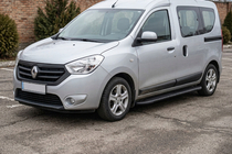Renault Dokker 2013-2022 рр. Бокові пороги Bosphorus Black (2 шт., Алюміній) фото 1