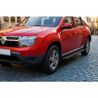 Бокові пороги Bosphorus Black (2 шт., Алюміній) Dacia Duster 2008-2018 рр. фото 1