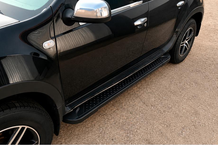 Renault Duster 2008-2017 рр. Бокові пороги Allmond Black (2 шт., Алюміній) Image