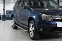 Renault Duster 2008-2017 рр. Бокові пороги Maydos V1 (2 шт., Алюміній ↗ нерж) фото 1