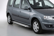 Dacia Logan MCV 2004-2014 рр. Бокові пороги Line (2 шт., Алюміній) фото 1