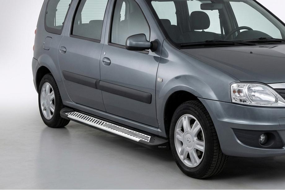 Dacia Logan MCV 2004-2014 рр. Бокові пороги Line (2 шт., Алюміній) Image