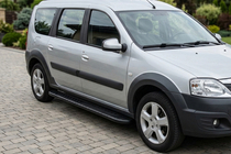 Dacia Logan MCV 2004-2014 рр. Бокові пороги Bosphorus Black (2 шт., Алюміній) фото 1