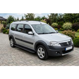 Бокові пороги Bosphorus Black (2 шт., Алюміній) Dacia Logan MCV 2004-2014 рр. фото 3