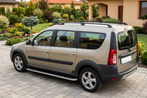 Dacia Logan MCV 2004-2014 рр. Бокові пороги Tayga (2 шт., Алюміній) фото 3