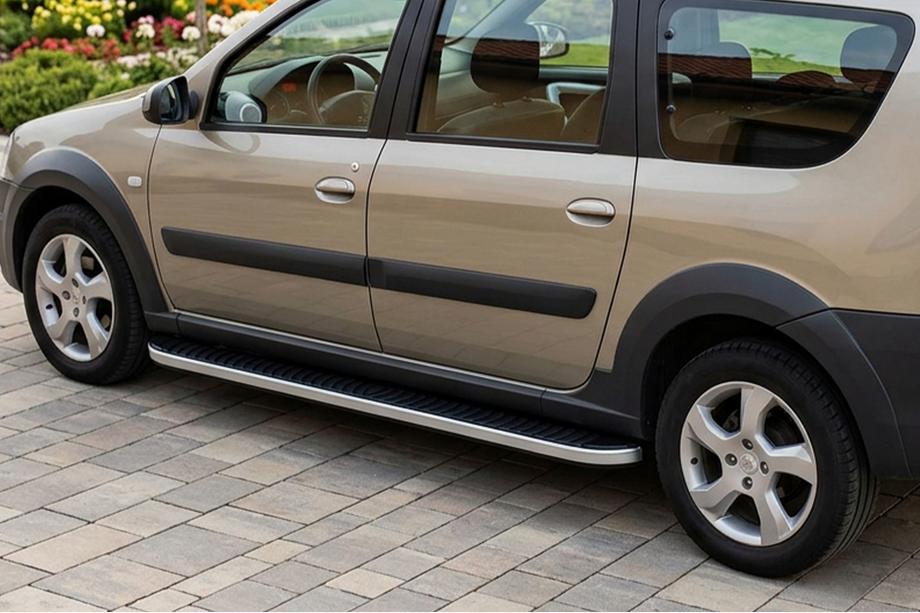 Dacia Logan MCV 2004-2014 рр. Бокові пороги Tayga (2 шт., Алюміній) Image