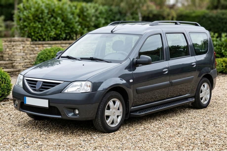 Renault Logan MCV 2005-2013 рр. Бокові пороги Allmond Black (2 шт., алюміній) Image