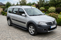Renault Logan MCV 2005-2013 рр. Бокові пороги Bosphorus Black (2 шт., алюміній) фото 1