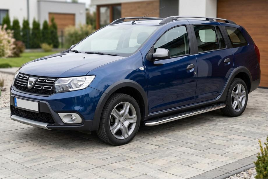 Dacia Logan MCV 2013-2020 рр. Бокові пороги Maydos V1 (2 шт., Алюміній ↗ нерж) Image