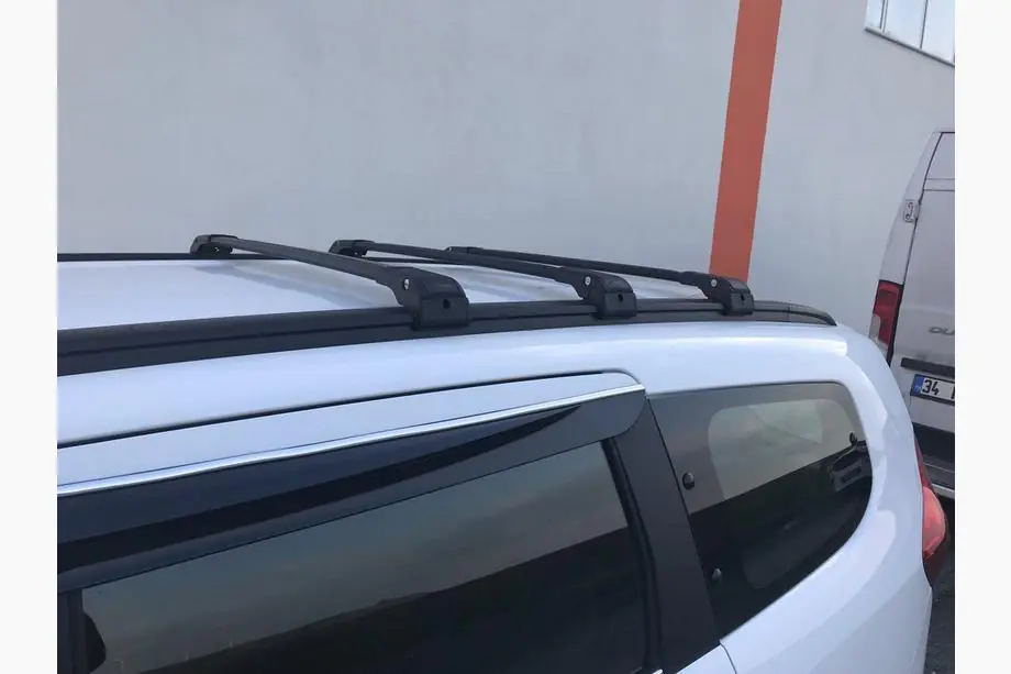 Dacia Lodgy 2012-2022 рр. Багажник (поперечини) на інтегровані рейлінги під ключ WingCarrier V2 (2 шт) Чорний Фото 25