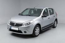 Renault Sandero 2007-2013 рр. Бокові пороги Bosphorus Black (2 шт., Алюміній) фото 1