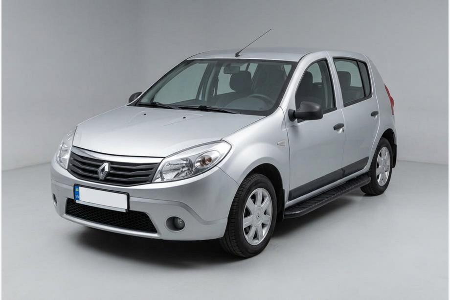 Renault Sandero 2007-2013 рр. Бокові пороги Bosphorus Black (2 шт., Алюміній) Image