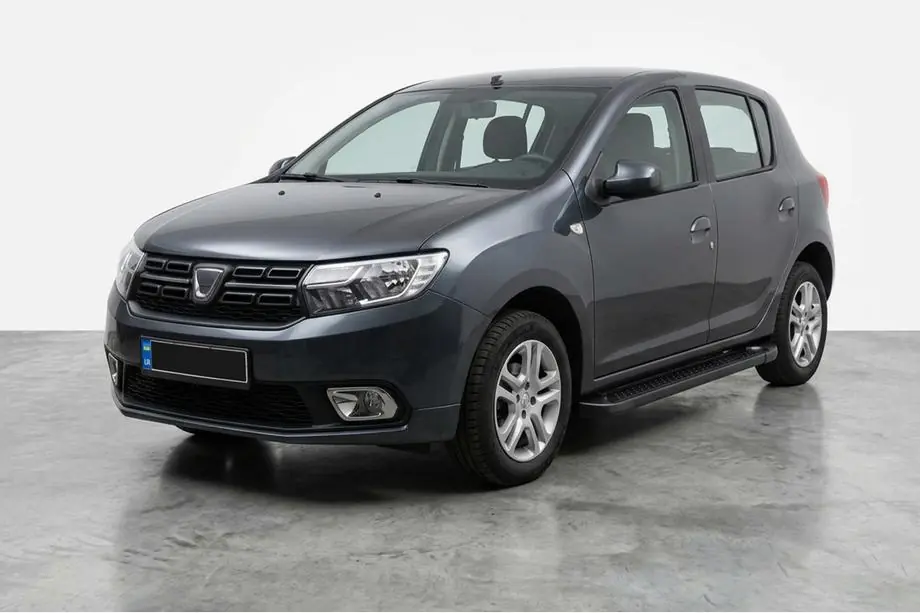 Dacia Sandero 2013-2020 рр. Бокові пороги Allmond Black (2 шт., Алюміній) Фото 1