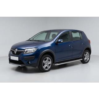 Бокові пороги Maydos V1 (2 шт., Алюміній ↗ нерж) Dacia Sandero 2013-2020 рр. фото 1