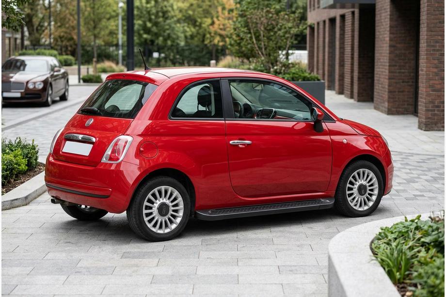 Fiat 500/500L 2013-2022 рр. Бокові пороги Allmond Black (2 шт., Алюміній) Image