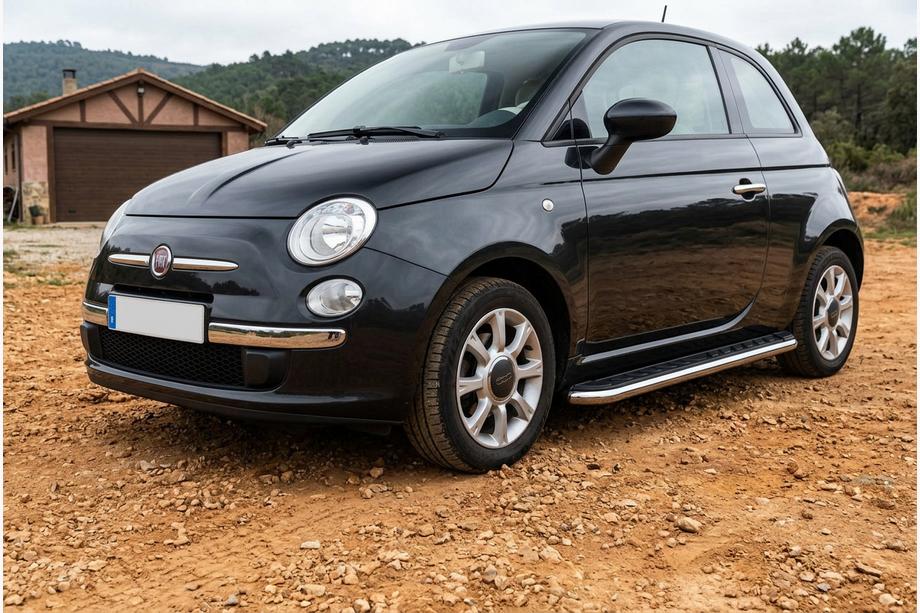 Fiat 500/500L 2013-2022 рр. Бокові пороги Maydos V1 (2 шт., Алюміній ↗ нерж) Image