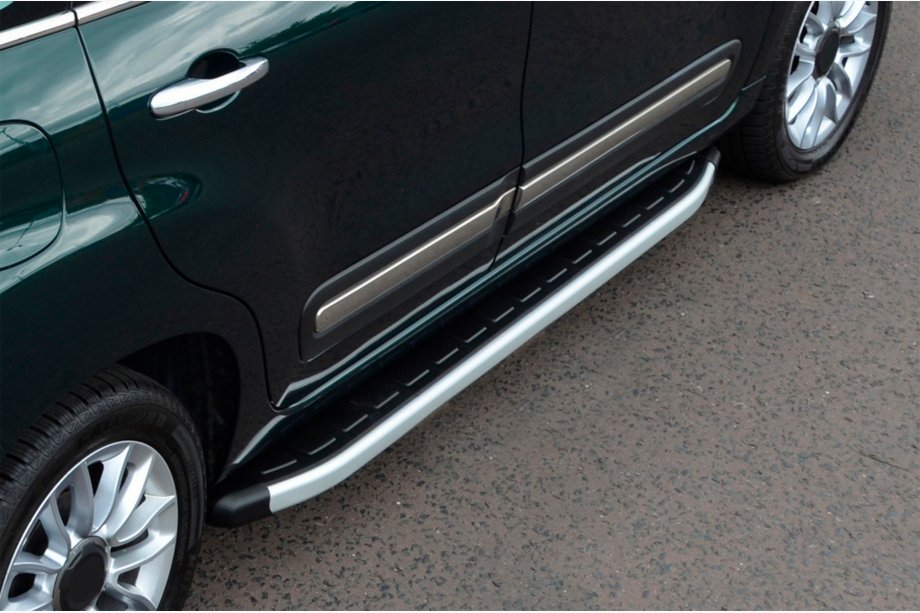 Fiat 500/500L 2013-2022 рр. Бокові пороги Fullmond (2 шт., Алюміній) Image