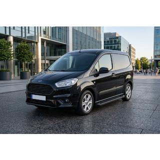 Бокові пороги Allmond Black (2 шт., алюміній) Ford Courier 2014-2023 рр. фото 1