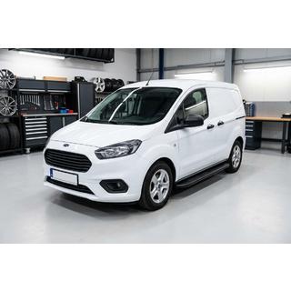 Бокові пороги Bosphorus Black (2 шт., Алюміній) Ford Courier 2014-2023 рр. фото 1