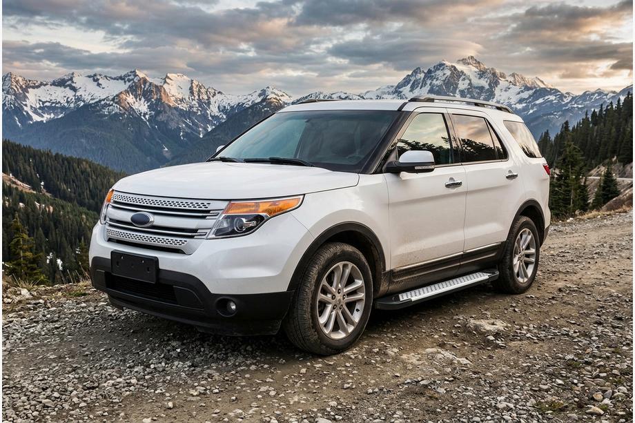 Ford Explorer 2011-2019 рр. Бокові пороги Allmond Grey (2 шт., алюм) Image