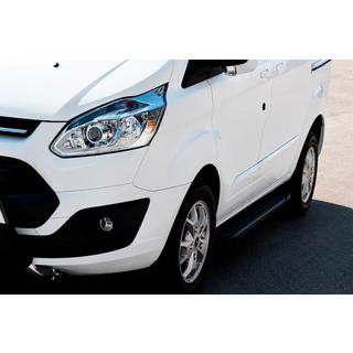 Бокові пороги Allmond Black (2 шт., алюміній) Ford Custom 2013-2022 рр. фото 1