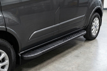 Ford Custom 2013-2022 рр. Бокові пороги Bosphorus Black (2 шт., Алюміній) фото 1