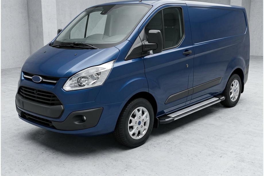 Ford Custom 2013-2022 рр. Бокові пороги Rainbow (2 шт., Алюміній) Image