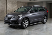 Honda CRV 2012-2016 рр. Бокові пороги Maydos V1 (2 шт., Алюміній ↗ нерж) фото 1
