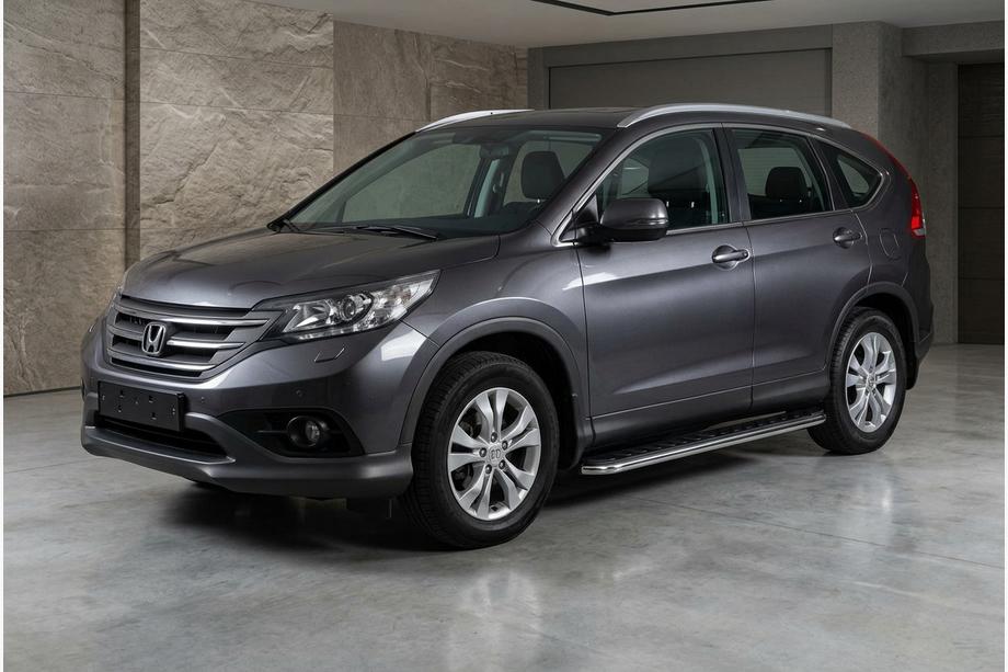 Honda CRV 2012-2016 рр. Бокові пороги Maydos V1 (2 шт., Алюміній ↗ нерж) Image