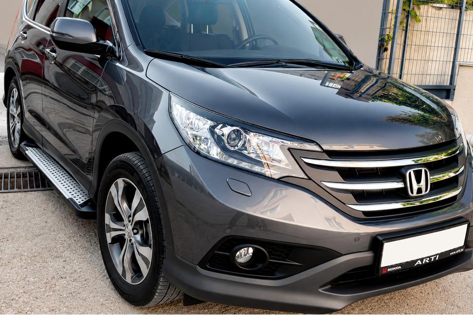 Honda CRV 2012-2016 рр. Бокові пороги Allmond Grey (2 шт., алюм.) Фото 1