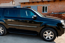 Honda Pilot 2008-2015 рр. Бокові пороги Allmond Black (2 шт., алюміній) фото 3