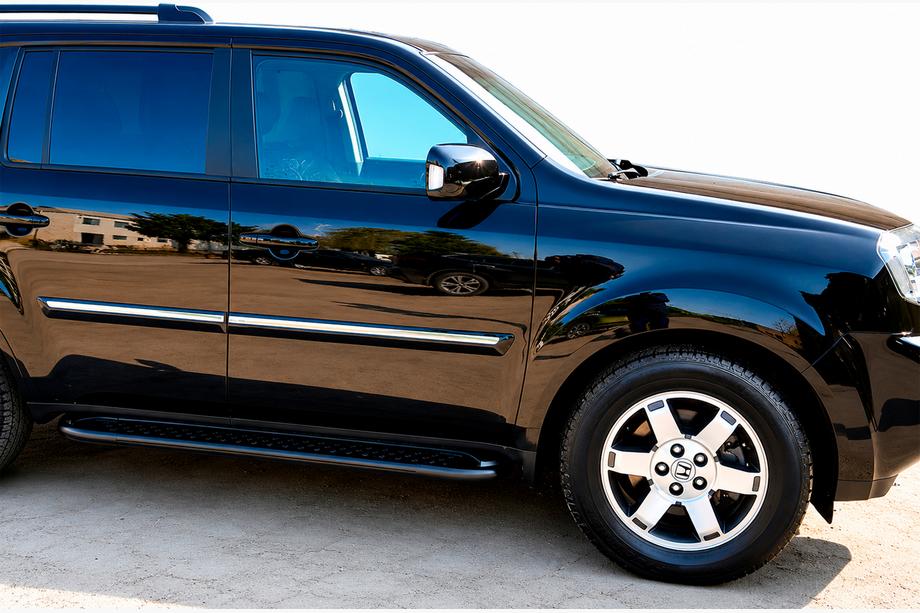 Honda Pilot 2008-2015 рр. Бокові пороги Allmond Black (2 шт., алюміній) Image