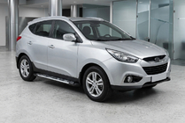 Hyundai IX-35 2010-2015 рр. Бокові пороги Sunrise (2 шт., Алюміній) фото 1