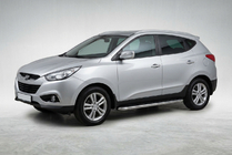 Hyundai IX-35 2010-2015 рр. Бокові пороги Maydos V1 (2 шт., Алюміній ↗ нерж) фото 1