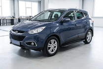 Hyundai IX-35 2010-2015 рр. Бокові пороги Bosphorus Black (2 шт., Алюміній) фото 1