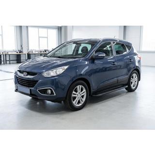 Бокові пороги Bosphorus Black (2 шт., Алюміній) Hyundai IX-35 2010-2015 рр. фото 1