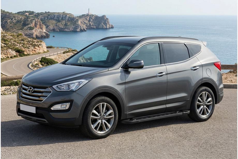 Hyundai Santa Fe 3 2012-2018 рр. Бокові пороги RedLine Black (2 шт., Алюміній) Image