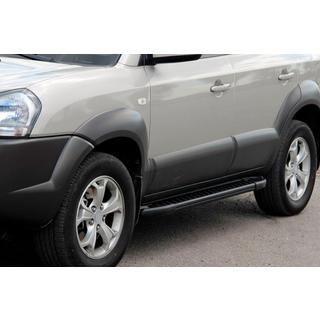 Бокові пороги Allmond Black (2 шт., алюміній) Hyundai Tucson JM 2004- рр. фото 1