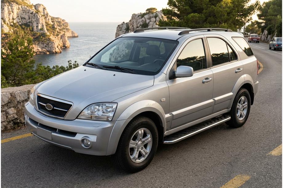 Kia Sorento I BL 2002-2009 рр. Бокові пороги Maydos V1 (2 шт., Алюміній ↗ нерж) Image