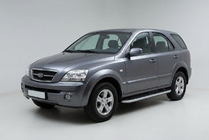Kia Sorento I BL 2002-2009 рр. Бокові пороги Tayga Grey (2 шт., алюміній) фото 1