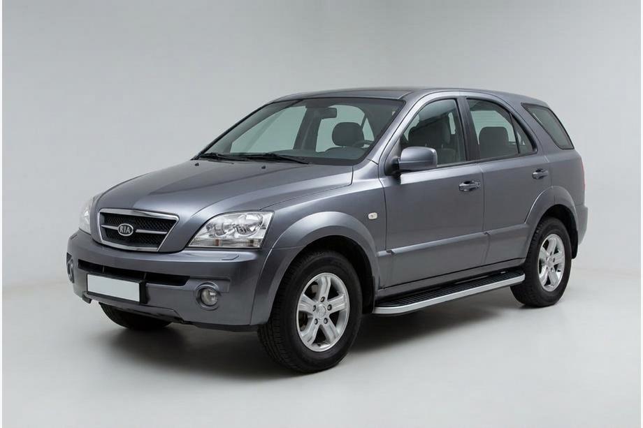 Kia Sorento I BL 2002-2009 рр. Бокові пороги Tayga Grey (2 шт., алюміній) Image