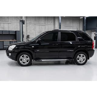 Бокові пороги Line (2 шт., Алюміній) Kia Sportage 2004-2010 рр. фото 1