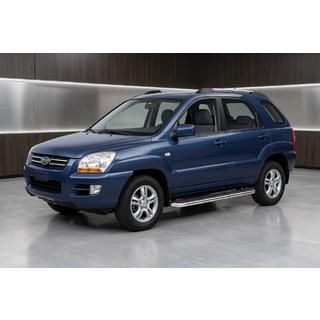 Бокові пороги Maydos V1 (2 шт., Алюміній ↗ нерж) Kia Sportage 2004-2010 рр. фото 1