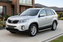 Kia Sorento II XM 2009-2014 рр. Бокові пороги Maydos V1 (2 шт., Алюміній ↗ нерж) фото 1
