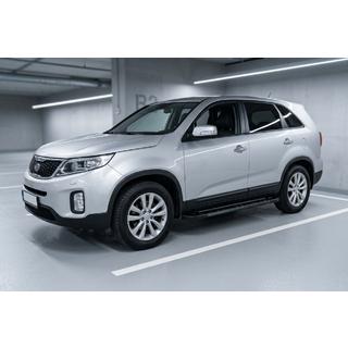 Бокові пороги RedLine Black (2 шт., Алюміній) Kia Sorento II XM 2009-2014 рр. фото 1