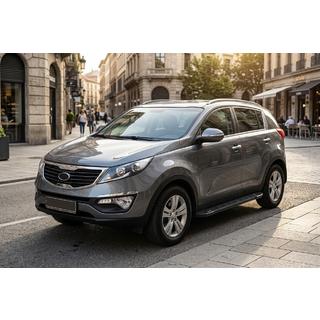 Бокові пороги RedLine Black (2 шт., Алюміній) Kia Sportage 2010-2015 рр. фото 1