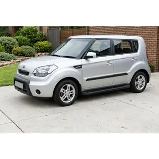 Бокові пороги Allmond Black (2 шт., Алюміній) Kia Soul I 2008-2013 рр. фото 1