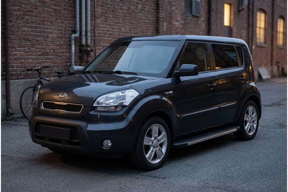 Kia Soul I 2008-2013 рр. Бокові пороги Duru (2 шт., Алюміній) Image